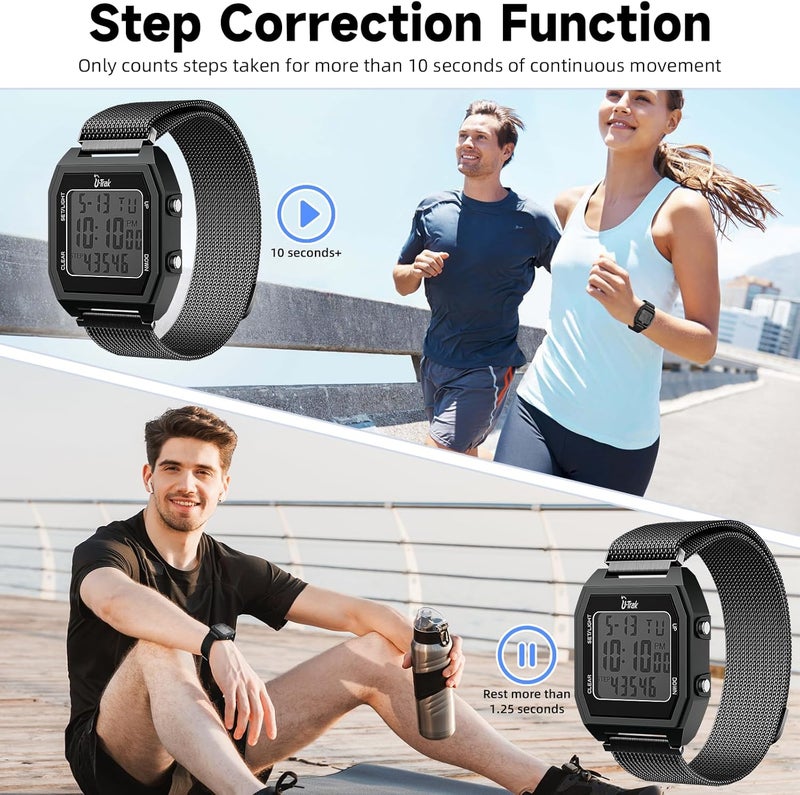 UTrak 3D Pedometer Watches for Walking, Simple Step Counter Watches with Magnetic Watch Band, Waterproof Step Tracker Watches with Magnetic Watch Strap for Men Women Kids Senior - Image 4